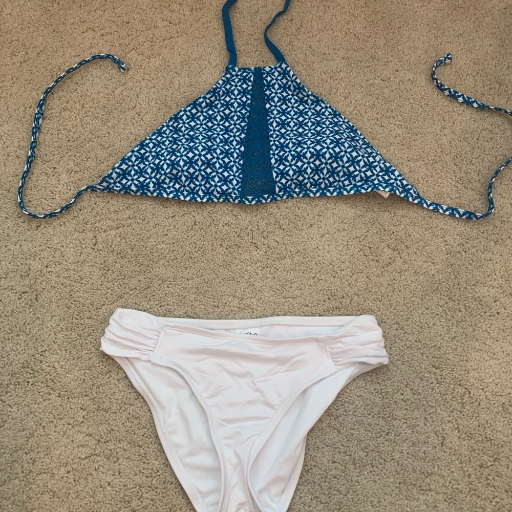 Blue and White Halter Top Bikini